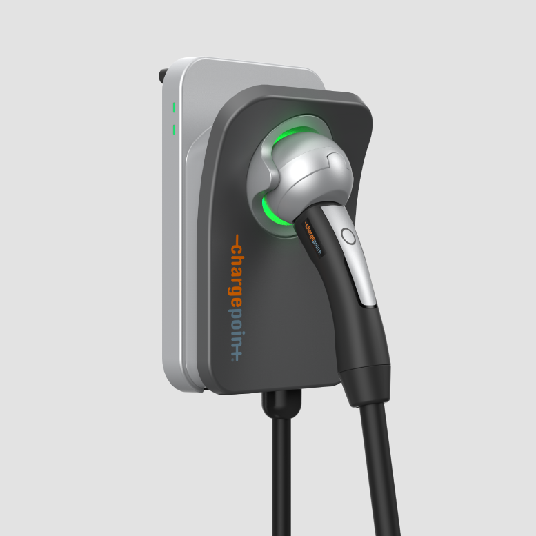 ChargePoint Home Flex Level 2 EV charger mounted on a home, product photo from ChargePoint