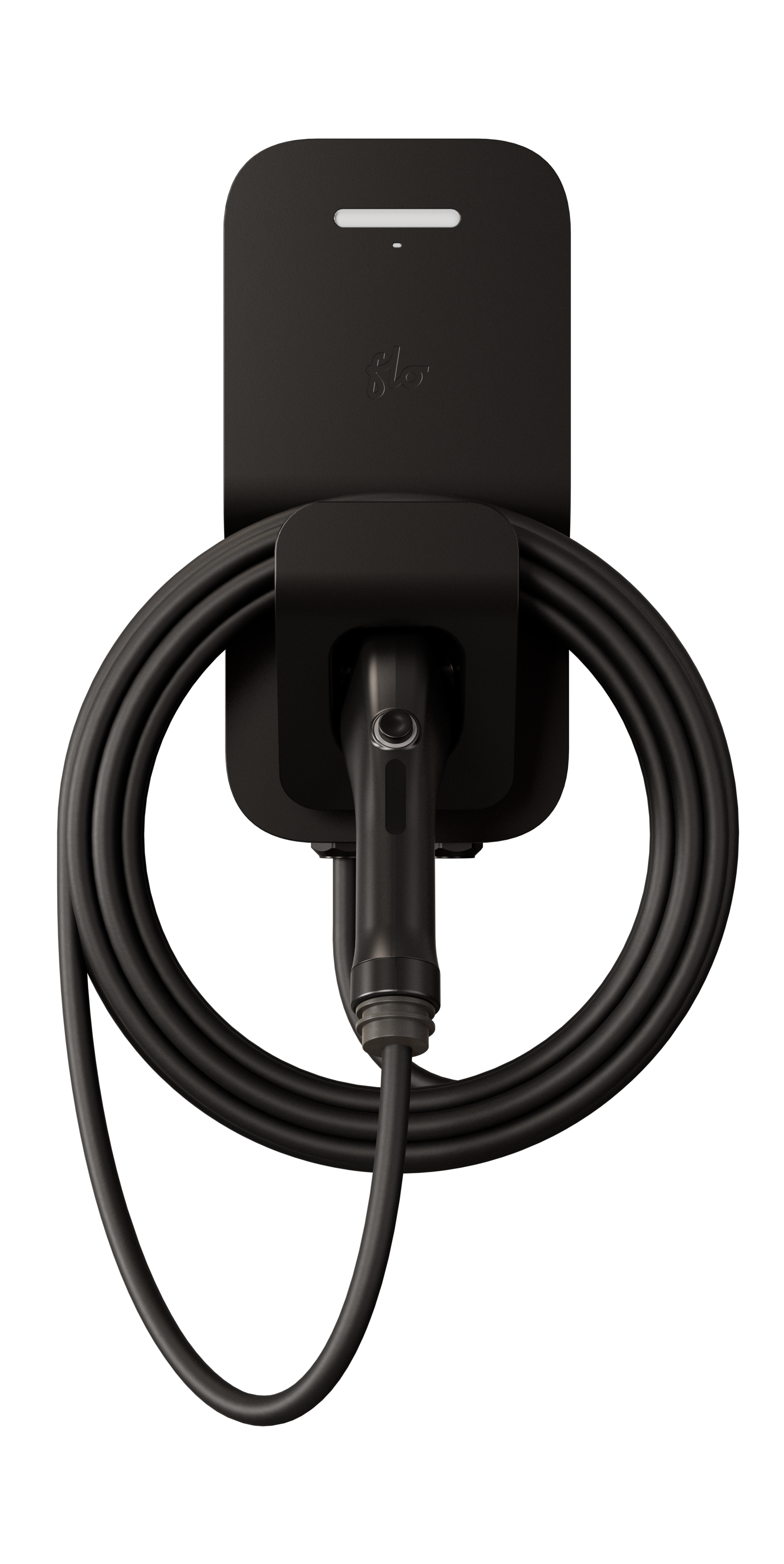 FLO Home X3 Level 2 EV charger in absolute black, product photo from FLO